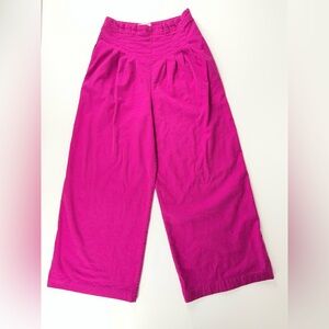 By Anthropologie Women’s Barbiecore Wide-Leg Pants Fuchsia Pink Size 8 Side Zip